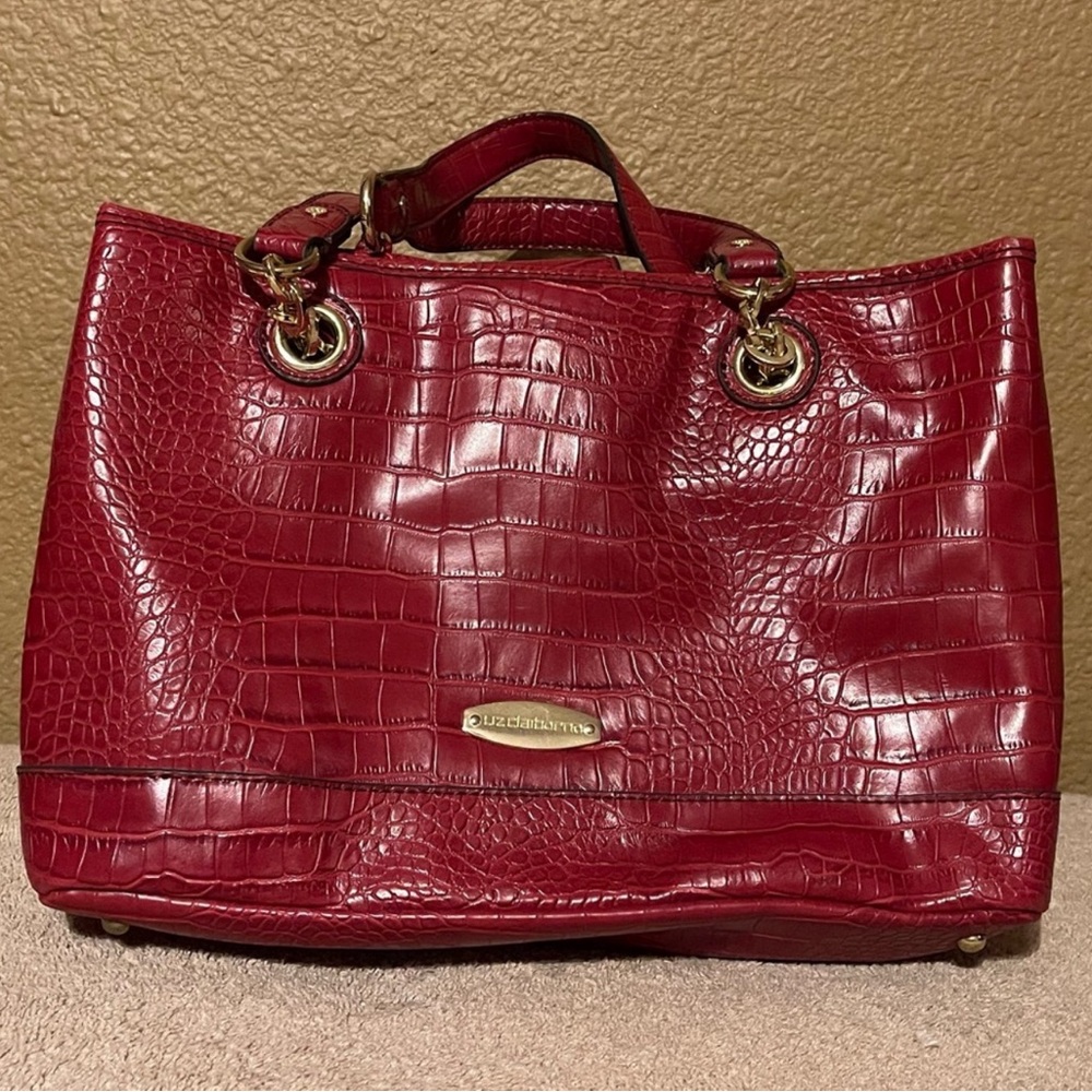 Liz Claiborne Brahmin Red Croc Embossed Faux Leather Shoulder tote
